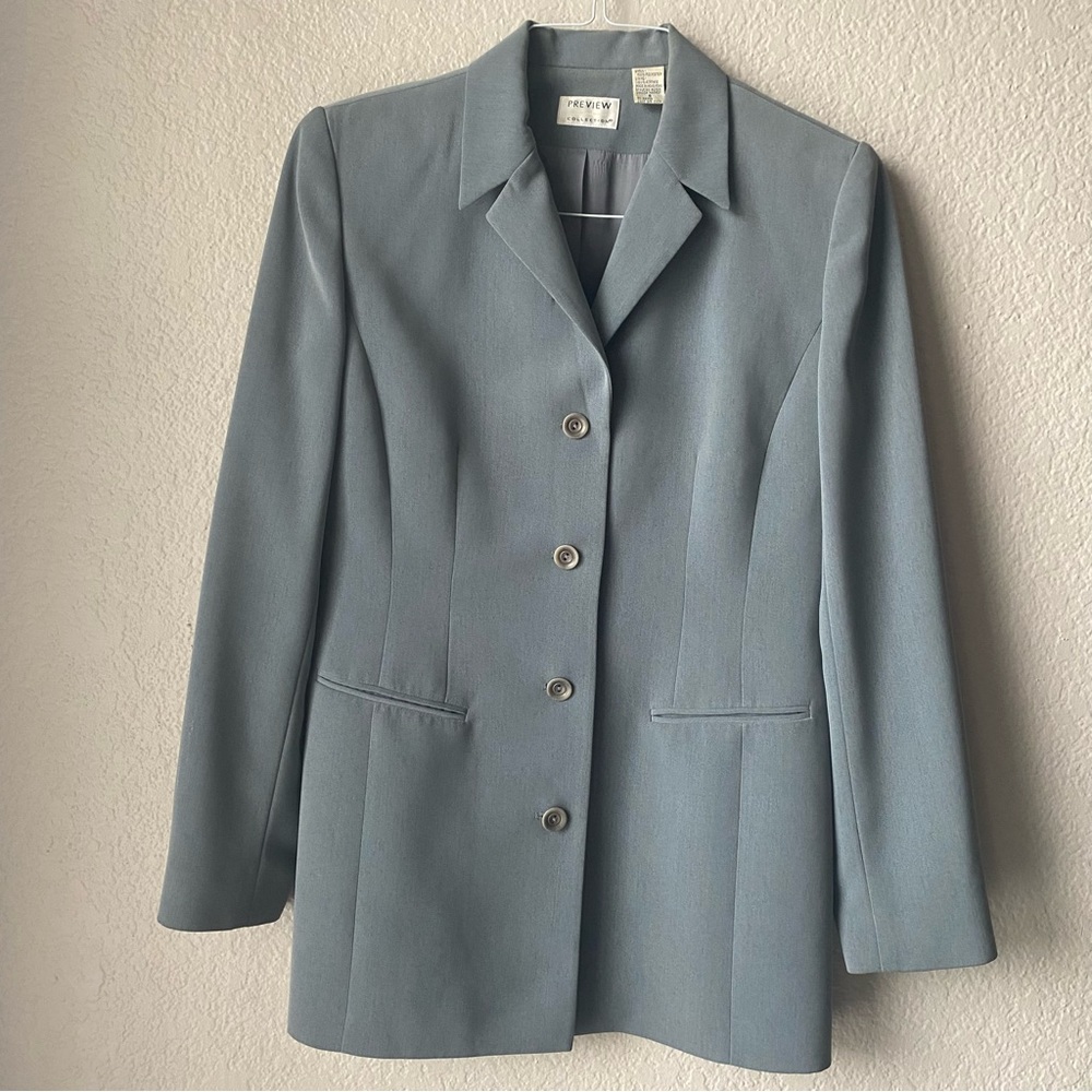 Vintage Preview Collection Women's Grey Suit Jacket Size 6 NORDSTROM Academia